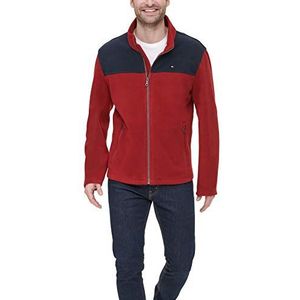 Tommy Hilfiger Heren Classic Zip Front Polar Fleece Jacket (normale en grote en lange maten) (normale en grote maten) (, marine/Rood, S