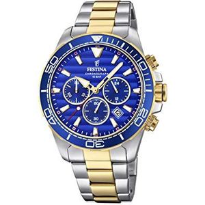 Festina Horloge voor heren F20363/2 Prestige Multi roestvrij stalen case multiroestvrij stalen band, blauw, Eén maat, armband