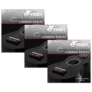 TIGER UAC14-CBN-3 Ukulele String Set Carbon Black Snaren voor Sopraan en Concert Ukes - Pack van 3