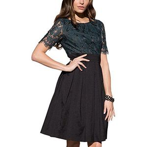 APART Fashion Dames A-lijn jurk 39532, knielang, zwart (smaragdzwart), 42