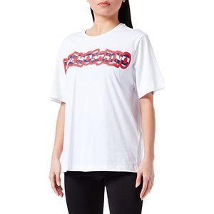 Love Moschino Dames Oversize Fit Short-Sleeved with Stripes Logo Water Print T-Shirt, Optical White, 44