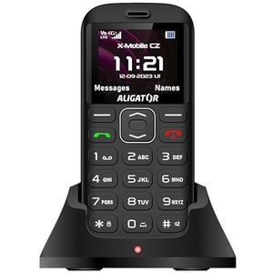 ALIGATOR Senioren-groottoetsen 4G/LTE mobiele telefoon AZA720B met SOS-knop en SOS-locator. Kleurendisplay 1,8"", Dual SIM, kleur zwart-zilver.