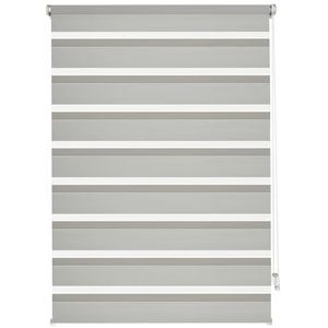 GARDINIA EASYFIX dubbel rolgordijn met montagerail, duo-rolgordijn, zijtrekrolgordijn, transparante en ondoorzichtige strepen, traploos verstelbaar, grijs, 120 x 150 cm