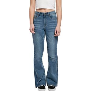 Urban Classics Dames dames hoge taille uitlopende denim broek jeans, Midstone gewassen, 31W