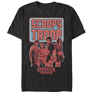 Stranger Things Heren Scoop Troop T-shirt met korte mouwen, zwart, M, zwart, M
