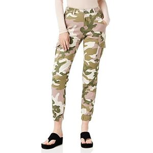 Urban Classics Cargobroek voor dames, hoge taille, camouflage-look, verkrijgbaar in vele kleurvarianten, Duskrose Camo, 26