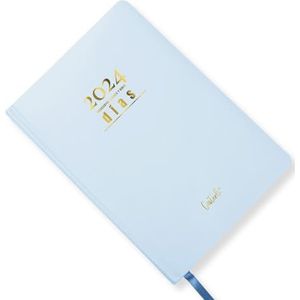 • Casterli - jaarkalender 2023 Basic Edition, dagpagina - basic pastelblauw met gevoerde en gevoerde omslag, letters 2021 stempelen in goud. Met A5-formaat 16 x 22 cm