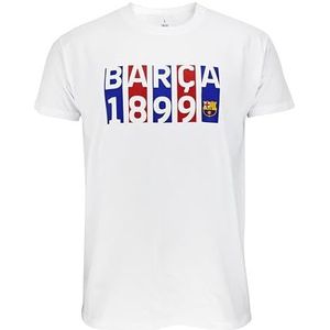 FC Barcelona Cotton Tee Flag White T-shirt, uniseks, volwassenen