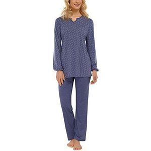 Schiesser Tweedelige pyjama voor dames, lange mouwen, 1/1 mouw, blauw (donkerblauw 803), 44