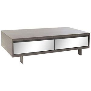 DRW Salontafel van melamine en spiegel, lichtgrijs gelakt, 140 x 70 x 40,5 cm