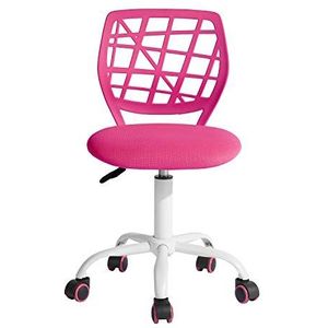 FurnitureR Kindervriendelijke bureaustoel voor leren thuis, ergonomische in hoogte verstelbare rolstoel voor jonge lerenden, levendig roze design