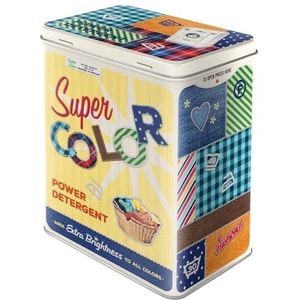 Nostalgic-Art Retro voorraadblik L, Super Color Detergent – Geschenkidee voor nostalgiefans, Groot blik voor waspoeder, Vintage design, 3 l