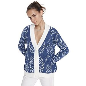 Trendyol Vrouwen Vrouw Regular Standaard V-hals Gebreide Vest Trui, Indigo, S