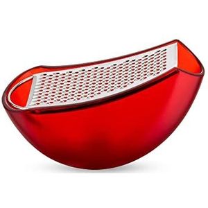 Alessi Parmenide AARU01 R - Design rasp met kaaskelder, in thermoplastische hars gepolijst staal, rood