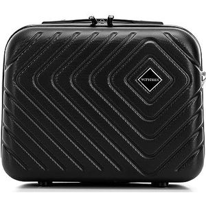 WITTCHEN Cube collectie Cosmetische koffer Toilettas ABS met een ruwe textuur Afneembare verstelbare riem Maat XS Zwart