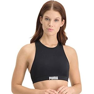 PUMA Dames Swimwear Racerback Bikini Top, zwart, L