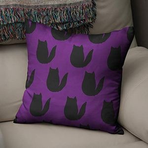 BonaMaison Decoratieve Kussensloop, Paars en zwart Kussenhoezen Bank, Zitkussen, Decoratieve Kussenhoesjes, Kussensloop; Sofa, Slaapkamer, Kantoor, Auto 43x43 Cm - Ontworpen en Vervaardigd in Turkije