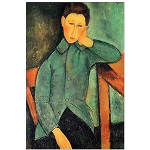 ArtPlaza TW92479 Modigliani Amedeo - Boy in a blauwe jacket decoratieve panelen, hout MDF, meerkleurig, 60x90 cm