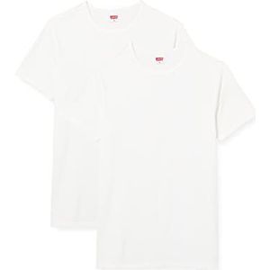 Levi's Heren LEVIS Men Solid CREW 2P T-Shirt, 2 per pak Wit (White 300), Small, wit, S