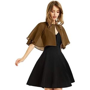 Zachte chiffon omslagdoeken voor dames, voor avondjurk, bruiloft, cape, bolero, flapper cover-up, Bruin, Eén Maat
