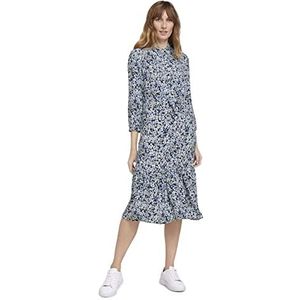 TOM TAILOR Dames Midi-blousejurk met bloemenpatroon 1025324, 27263 - Navy Floral Design, 38