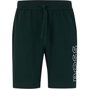 Boss Pyjama shorts voor heren van rekbaar katoen met logo print, Groen, M