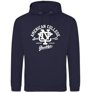 AMERICAN COLLEGE USA Sweatshirt met print, warme kleding, uniseks, kinderen, jongens en meisjes, casual, model ACSCW6, marineblauw, 14 jaar, Blauw, 14 ans