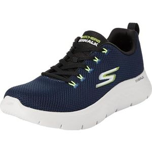 Skechers Heren Go Walk Flex Sneaker, Marineblauw en Lime Textiel, 48.5 EU