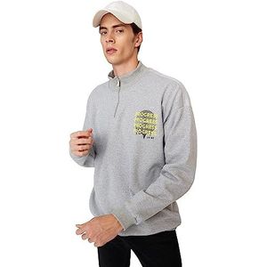 Trendyol Heren motto lange mouwen oversized sweatshirts, grijs, S