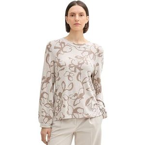 TOM TAILOR T-shirt met lange mouwen voor dames, 36623 - Cosy Taupe Floral Design, M