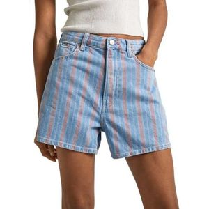 Pepe Jeans Dames A-lijn korte Uhw Streep Shorts, Blauw (Denim), 33W, Blauw (Denim), 33W