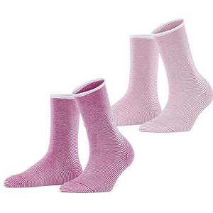 ESPRIT Dames Sokken Allover Stripe 2-Pack W SO Katoen Gedessineerd Multipack 2 Paar, Veelkleurig (Rose Pink 0170), 35-38