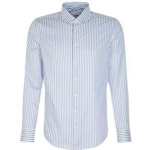 Seidensticker Zakelijk overhemd voor heren, slim fit, strijkvrij, kent-kraag, lange mouwen, 100% katoen, blauw, 44