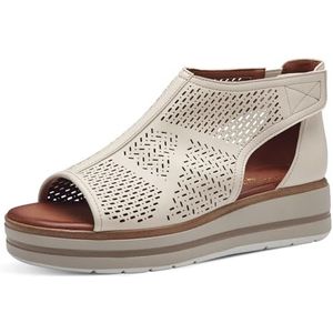 Jana Softline 8-28260-42 400 Damessandalen met sleehak, comfortabel, extra breed, feestelijke sandalen met sleehak, maat 36 EU breed, beige, 36 EU Breed