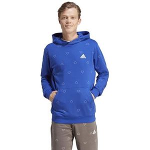 adidas Heren Seasonal Essentials Monogram Graphic Hoodie, semi lucid blue, XXL