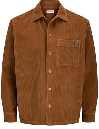 Hemd in ribfluweel Relaxed fit JACK & JONES. Katoen materiaal. Maten XXL. Kastanje kleur