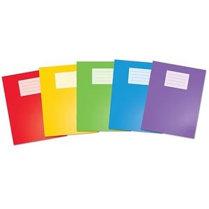 Oxford A5 oefenboeken, 80 pagina's, 5 stuks, gesorteerd kleuren, 8 mm gelinieerd en marge (9 x 7), premium