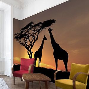 Apalis Vliesbehang African Sunset fotobehang breed | vliesbehang wandbehang foto 3D fotobehang voor slaapkamer woonkamer keuken | oranje, 94882