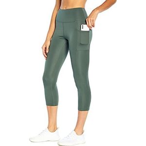 Bally Total Fitness vrouwen hoge taille zak midden kalf legging, balsem groen, groot
