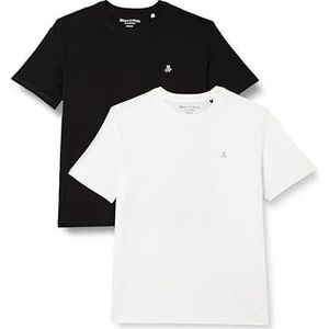 Marc O'Polo - T-shirt - Kaki/wit - Set van 2 - Korte Mouwen - Ronde Hals