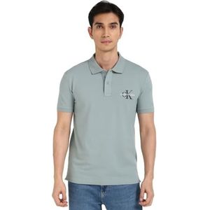 Calvin Klein Jeans Heren MONOLOGO Polo J30J325664 S/S Polo, Grijs (Lood), M, Grijs (lood), M