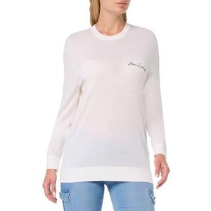 Armani Exchange Heren Merino Wool Mix Signature Logo Crewneck Pullover Sweater Sweater, off-white, L