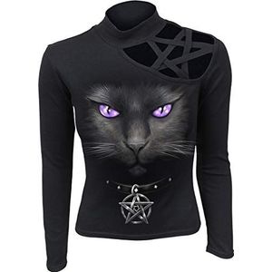 Spiral Black Cat Shirt met lange mouwen zwart XL 100% katoen Cats, Gothic, Rock wear