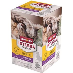 animonda Integra Protect Kat Sensitive, dieet kattenvoer, natvoer bij voedselallergie, met lam en rijst, 6 x 100 g