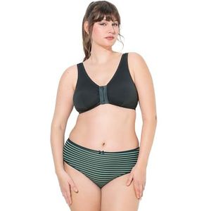 Ulla Popken dames grote maten plus size bustier, borstvoedingsbeha, voorsluiting, cup C/D - E/F, Middernachtgroen, 110D