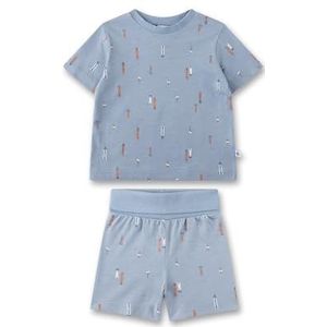 Sanetta Jongenspyjama kort blauw | Duurzame en comfortabele pyjama van biologisch katoen voor jongens. Baby pyjama, blauw, 80