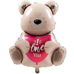 Folat 63794 Romantische decoratieve folieballon vulbaar met helium-ombre bruine beer I Love You"", 56 cm, voor bruiloft, Valentijnsdag of Moederdag, meerkleurig