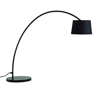 Bureaulamp, tafellamp Miss zwart, elegant, modern, nachtlampje, tijdloos design, zwart gelakt metaal en stoffen kap, G9 LED-lamp, 63 x 75 cm