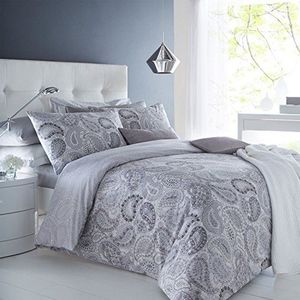 Sleepdown Paisley grijs dekbedovertrek en kussensloop set beddengoed digitale print dekbedovertrek beddengoed slaapkamer ligbed (kingsize)