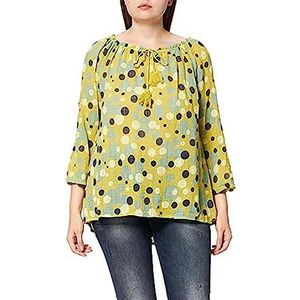 Bonateks, Polka Dot Top voor de polka dot kanten kraag, 100% linnen, DE-maat: 42, Amerikaanse maat: XL, bovenstuk, citroen - Made in Italy, geel, 42